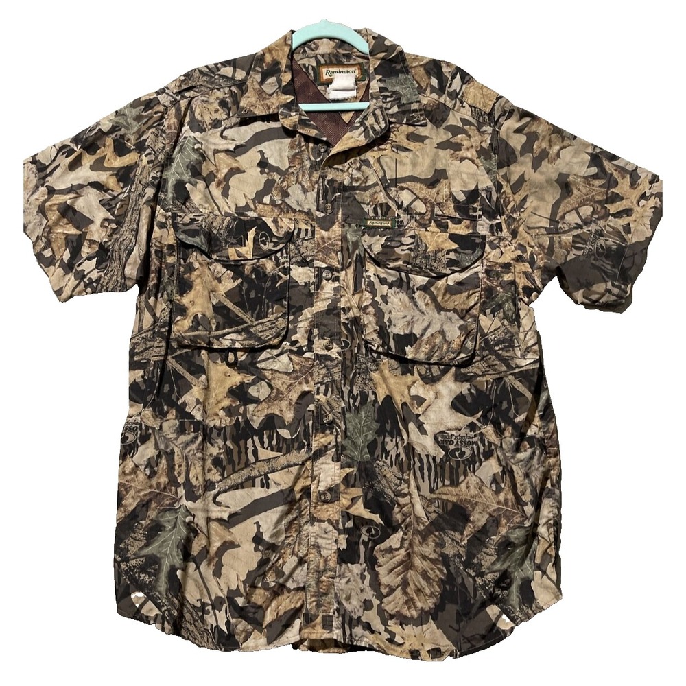 Remington Vented Camo Shirt Mens XL Mossy Oak Forest Floor Outdoor Hunting